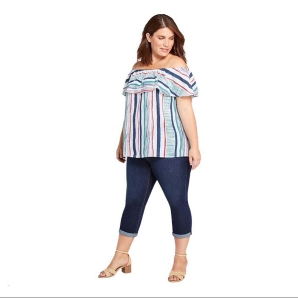 Lane Bryant Off The Shoulder Stripped Top
